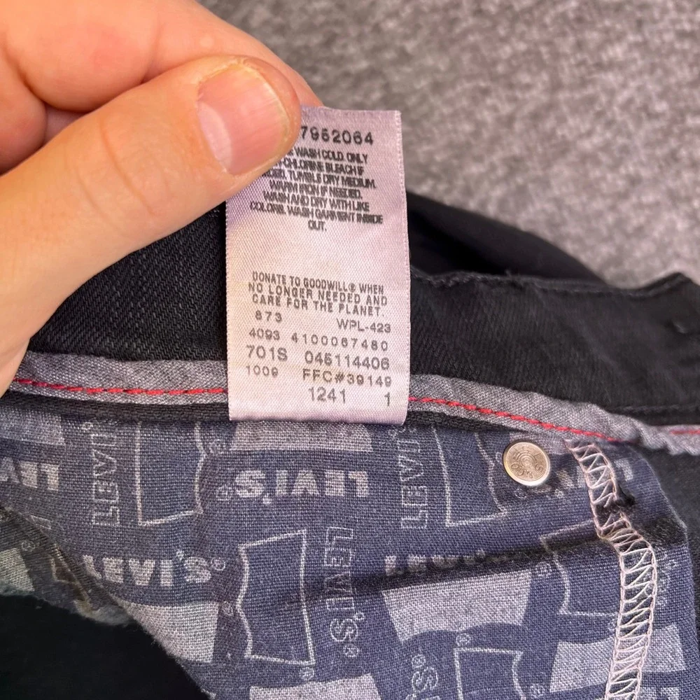 Levis 511 Jeans Mens 36x30 Black Grunge Skinny Casual‎ Slim Stretch Denim Retro